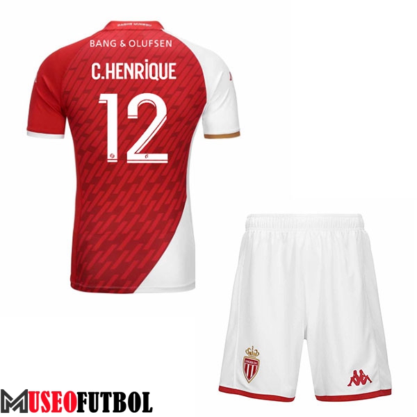 Camisetas De Futbol AS Monaco (C.HENRIQUE #12) Ninos 2023/2024 Primera