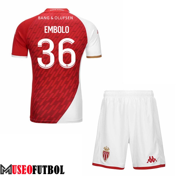 Camisetas De Futbol AS Monaco (EMBOLO #36) Ninos 2023/2024 Primera