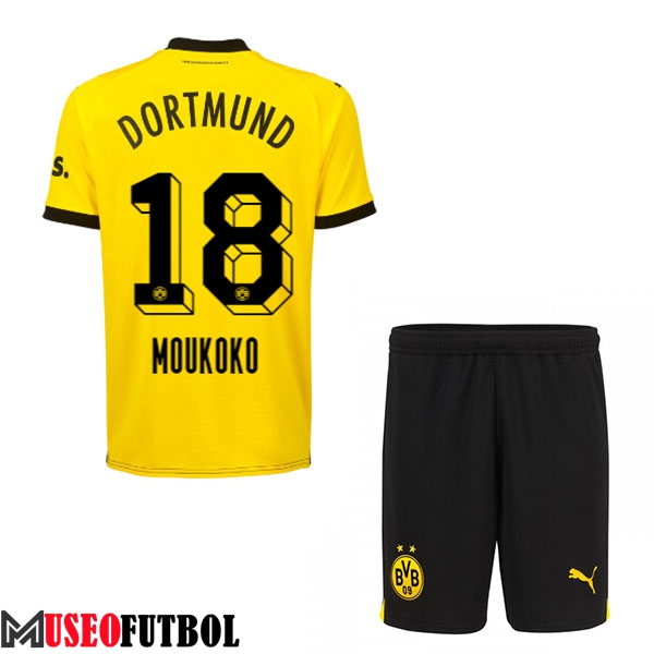 Camisetas De Futbol Dortmund BVB (MOUKOKO #18) Ninos 2023/2024 Primera