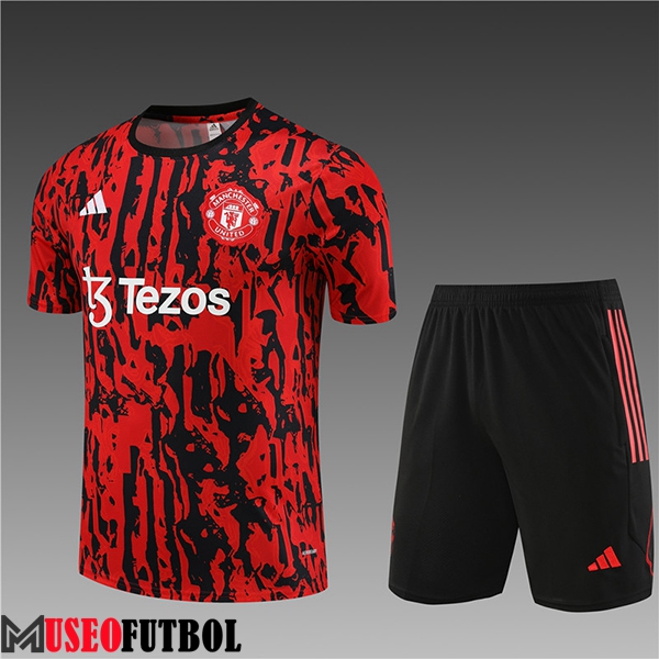 Training T-Shirts + Cortos Manchester United Ninos Rojo 2023/2024