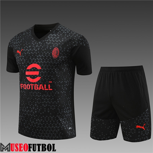 Training T-Shirts + Cortos AC Milan Ninos Negro 2023/2024