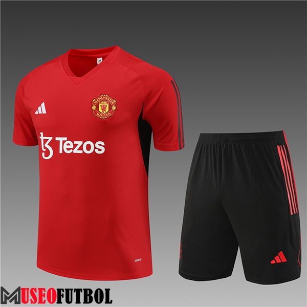 Training T-Shirts + Cortos Manchester United Ninos Rojo 2023/2024 -02