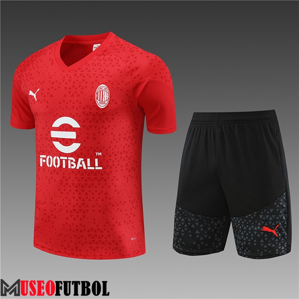 Training T-Shirts + Cortos AC Milan Ninos Rojo 2023/2024