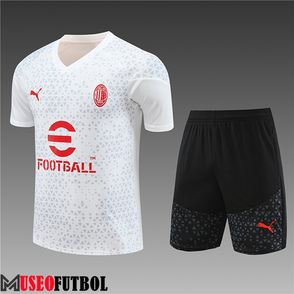 Training T-Shirts + Cortos AC Milan Ninos Blanco 2023/2024