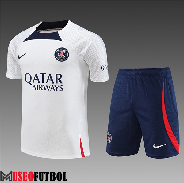 Training T-Shirts + Cortos PSG Ninos Blanco 2023/2024 -03