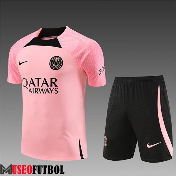 Training T-Shirts + Cortos PSG Ninos Rosa 2023/2024