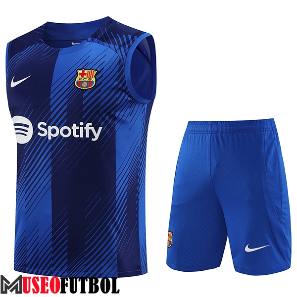 Camiseta Entrenamiento sin mangas + Cortos FC Barcelona Azul 2023/2024 -04