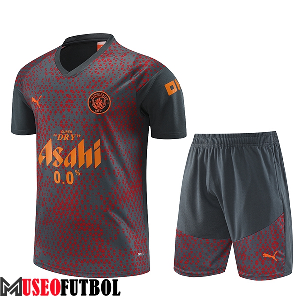 Camiseta Entrenamiento + Cortos Manchester City Gris/Rojo 2023/2024