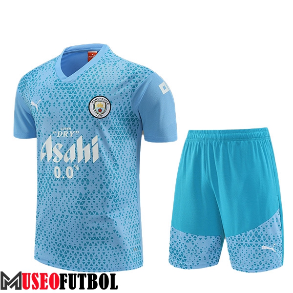 Camiseta Entrenamiento + Cortos Manchester City Azul Claro 2023/2024 -02