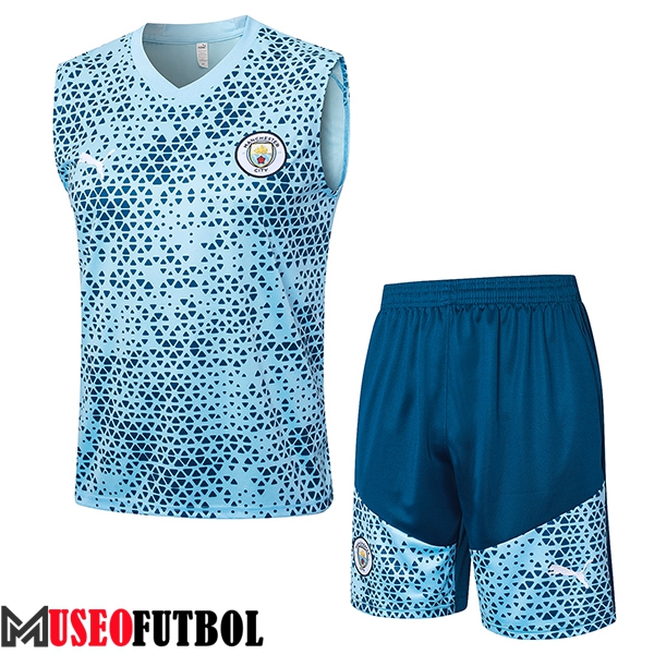 Camiseta Entrenamiento sin mangas + Cortos Manchester City Azul Claro 2023/2024 -02