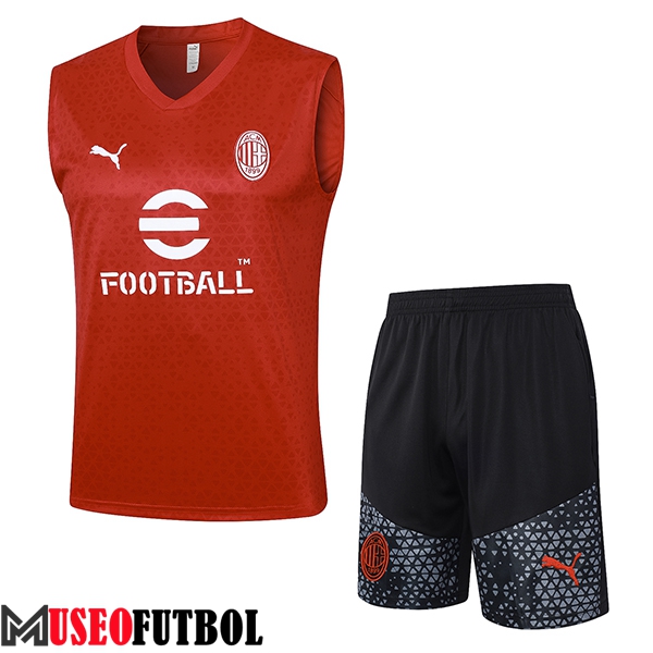 Camiseta Entrenamiento sin mangas + Cortos AC Milan Rojo 2023/2024