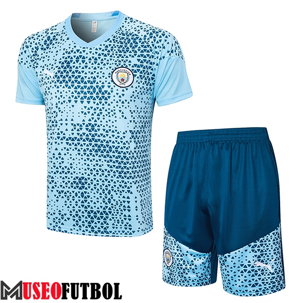 Camiseta Entrenamiento + Cortos Manchester City Azul Claro 2023/2024 -03