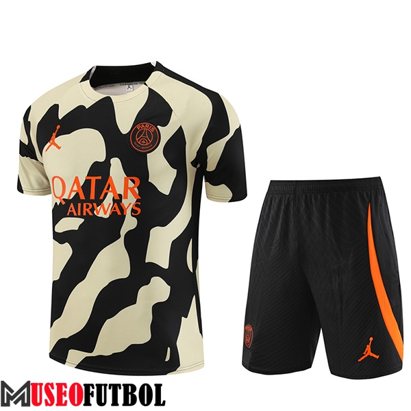 Camiseta Entrenamiento + Cortos Jordan PSG Negro/Amarillo 2023/2024 -02