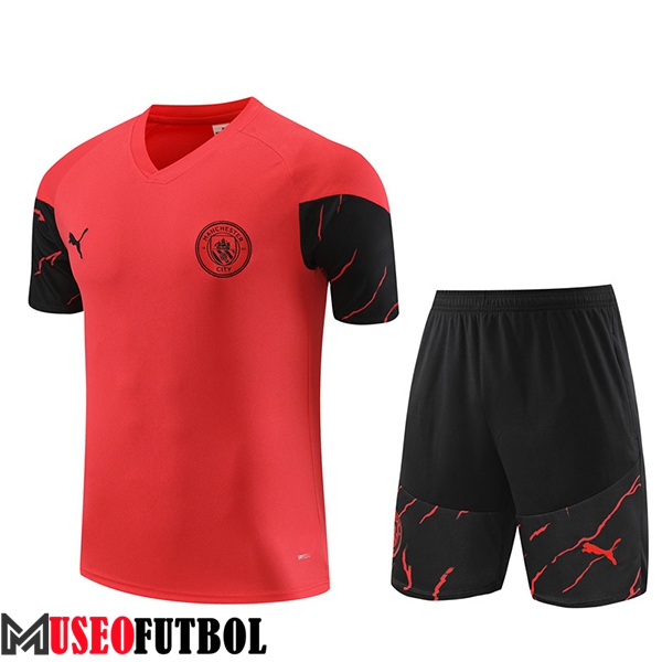 Camiseta Entrenamiento + Cortos Manchester City Rojo 2023/2024 -02