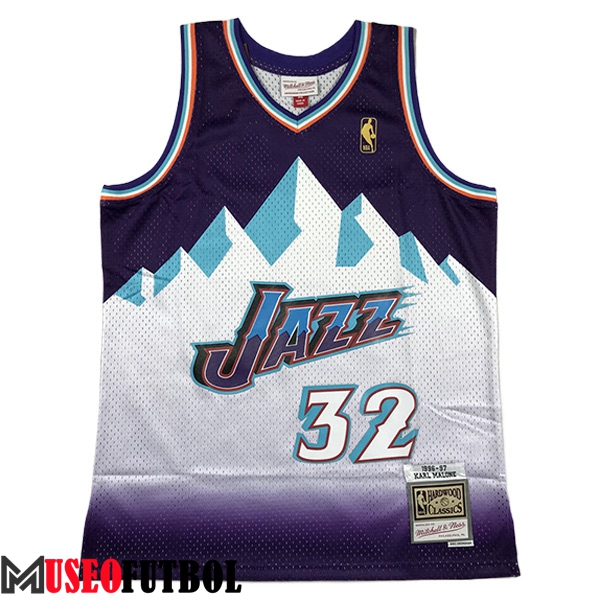 Camisetas De Futbol Utah Jazz (MALONE #32) 2023/24 Blanco/Violeta