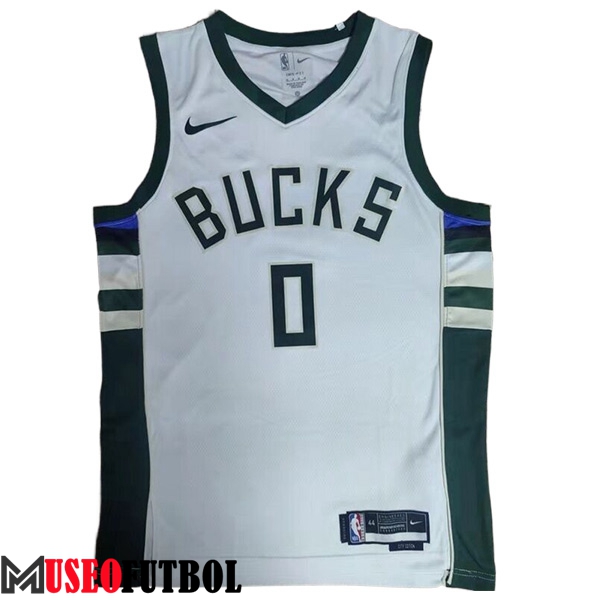 Camisetas De Futbol Milwaukee Bucks (LILLARD #0) 2023/24 Blanco/Verde