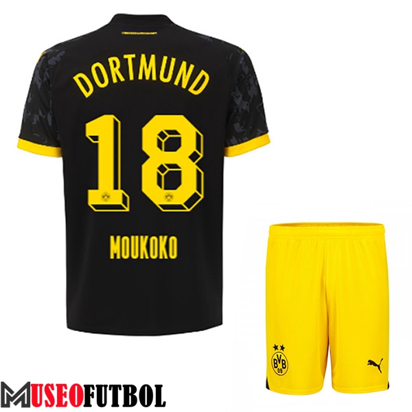 Camisetas De Futbol Dortmund BVB (MOUKOKO #18) Ninoss 2023/2024 Segunda