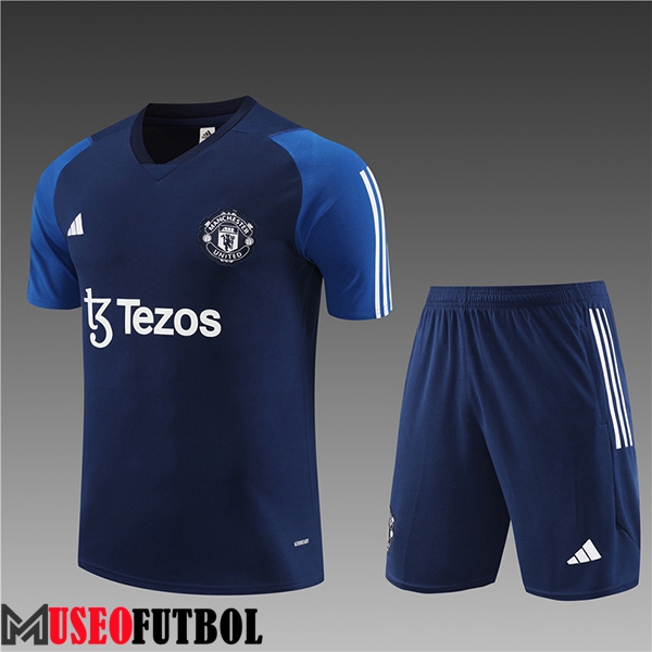 Camiseta Entrenamiento + Cortos Manchester United Ninos Azul marino 2023/2024