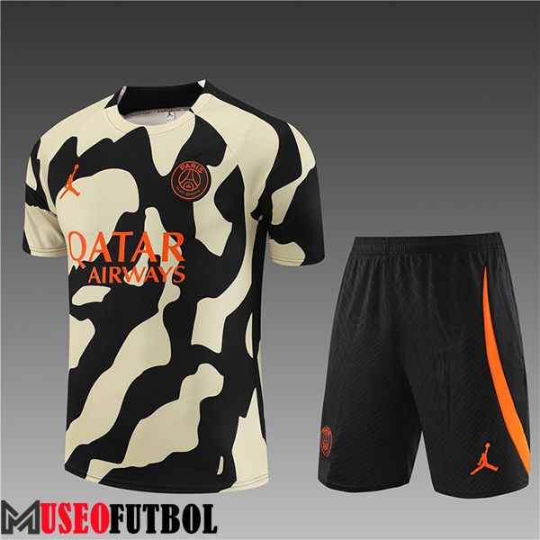 Camiseta Entrenamiento + Cortos PSG Ninos Negro/Amarillo 2023/2024