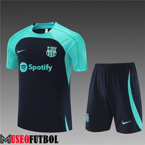 Camiseta Entrenamiento + Cortos FC Barcelona Ninos Azul marino 2023/2024 -02