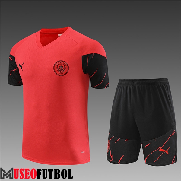 Camiseta Entrenamiento + Cortos Manchester City Ninos Rojo 2023/2024