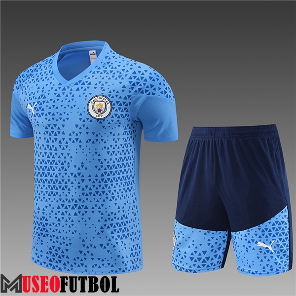 Camiseta Entrenamiento + Cortos Manchester City Ninos Azul Claro 2023/2024