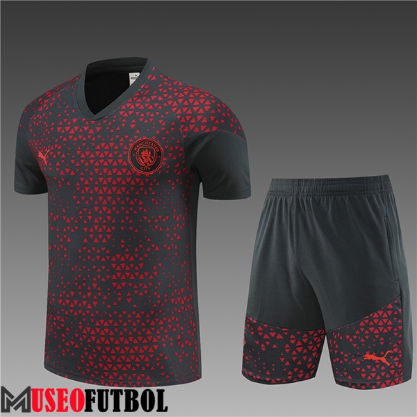 Camiseta Entrenamiento + Cortos Manchester City Ninos Gris Oscuro 2023/2024