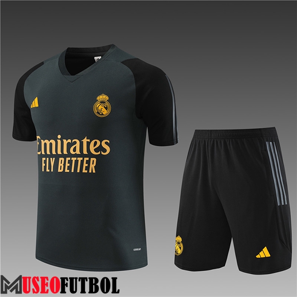 Camiseta Entrenamiento + Cortos Real Madrid Ninos Gris Oscuro 2023/2024