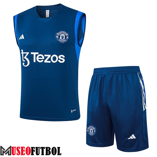 Camiseta Entrenamiento sin mangas + Cortos Manchester United Azul 2023/2024