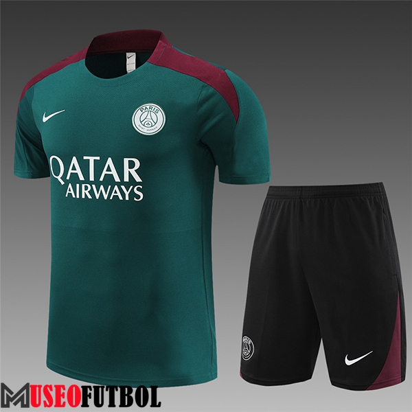 Camiseta Entrenamiento + Cortos PSG Ninos Verde 2023/2024