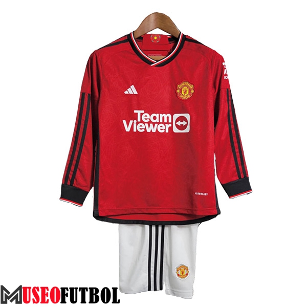 Camisetas De Futbol Manchester United Ninos Primera Manga Largas 2023/2024