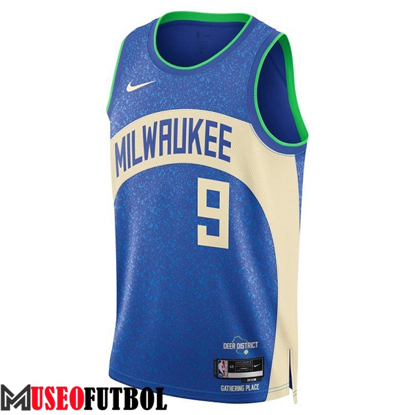 Camisetas De Futbol Milwaukee Bucks (PORTIS JR #9) 2023/24 Azul/Blanco