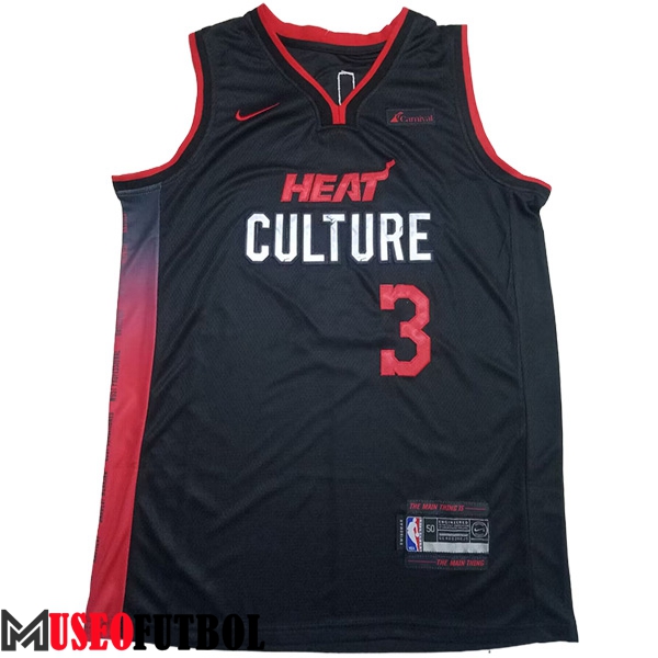 Camisetas De Futbol Miami Heat (WADE #3) 2023/24 Negro/Rojo