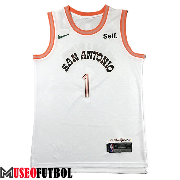 Camisetas De Futbol San Antonio Spurs (WEMBANYAMA #1) 2023/24 Blanco/Naranja