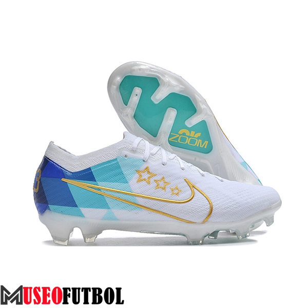 Nike Botas De Fútbol AIR Zoom Mercurial Vapor 15 Elite XXV FG3 Blanco/Azul/Amarillo