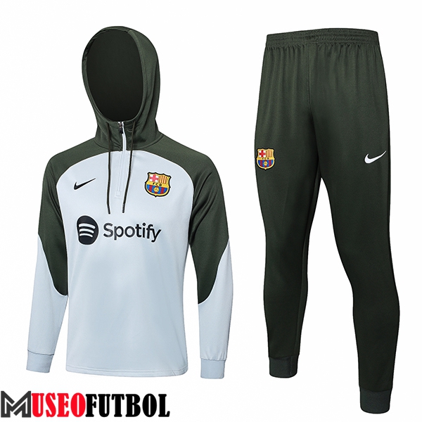 Chaqueta Con Capucha Chandal FC Barcelona Blanco/Verde 2023/2024