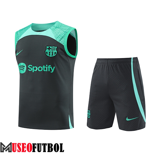 Camiseta Entrenamiento sin mangas + Cortos FC Barcelona Negro/Verde 2023/2024