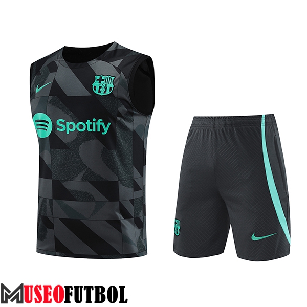 Camiseta Entrenamiento sin mangas + Cortos FC Barcelona Negro/Gris/Verde 2023/2024