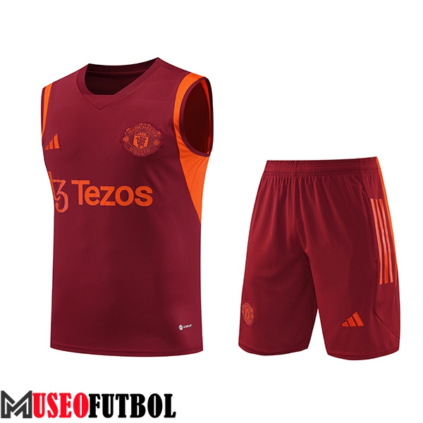 Camiseta Entrenamiento sin mangas + Cortos Manchester United Rojo 2023/2024 -02