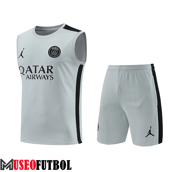 Camiseta Entrenamiento sin mangas + Cortos PSG Blanco/Negro 2023/2024