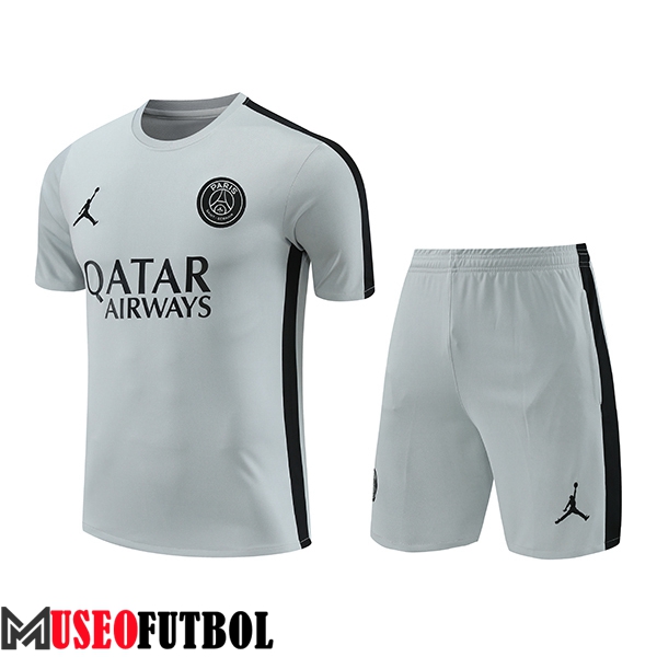 Camiseta Entrenamiento + Cortos PSG Gris/Negro 2023/2024