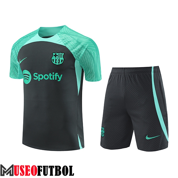 Camiseta Entrenamiento + Cortos FC Barcelona Negro/Verde 2023/2024