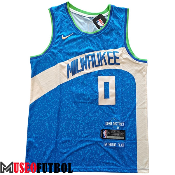 Camisetas De Futbol Milwaukee Bucks (LILLARD #0) 2023/24 Azul/Blanco