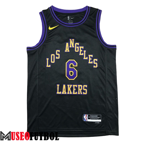 Camisetas De Futbol Los Angeles Lakers (JAMES #6) 2023/24 Negro/Violeta/Amarillo