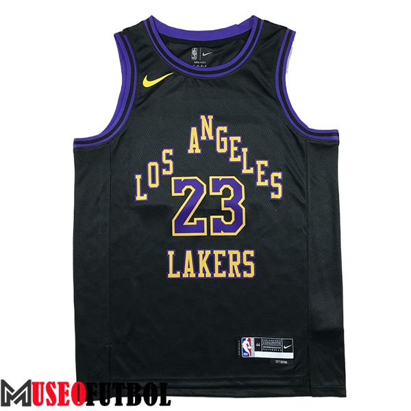 Camisetas De Futbol Los Angeles Lakers (JAMES #23) 2023/24 Negro/Violeta/Amarillo