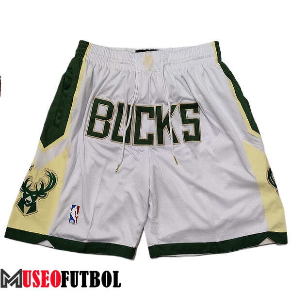 Cortos NBA Milwaukee Bucks 2023/24 Blanco/Verde/Amarillo