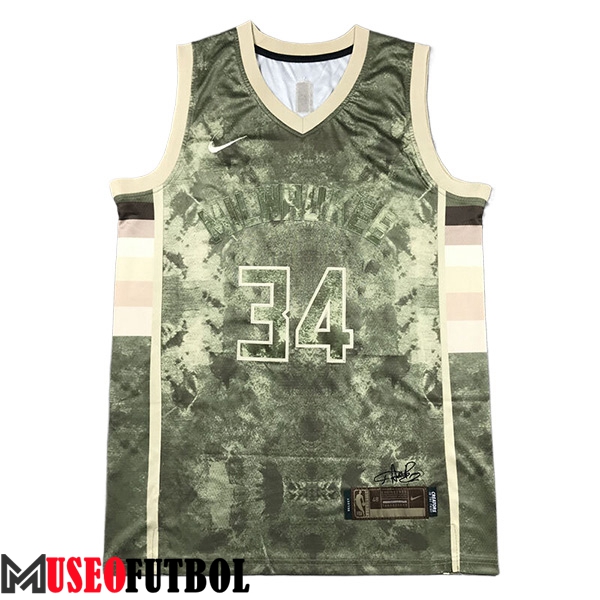 Camisetas De Futbol Milwaukee Bucks (ANTETOKOUNMPO #34) 2023/24 Verde/Amarillo