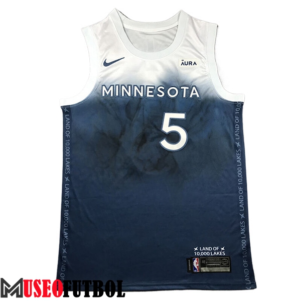 Camisetas De Futbol Minnesota Timberwolves (EDWARDS #5) 2023/24 Blanco/Azul