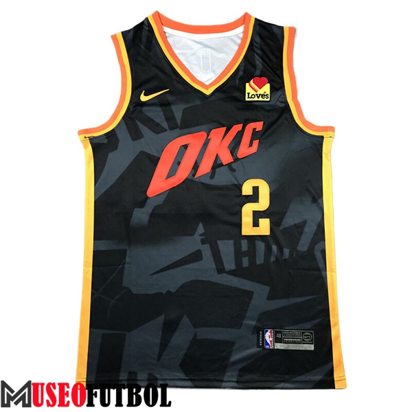 Camisetas De Futbol Oklahoma City Thunder (GILGEOUS-ALEXANDER #2) 2023/24 Negro/Rojo/Amarillo