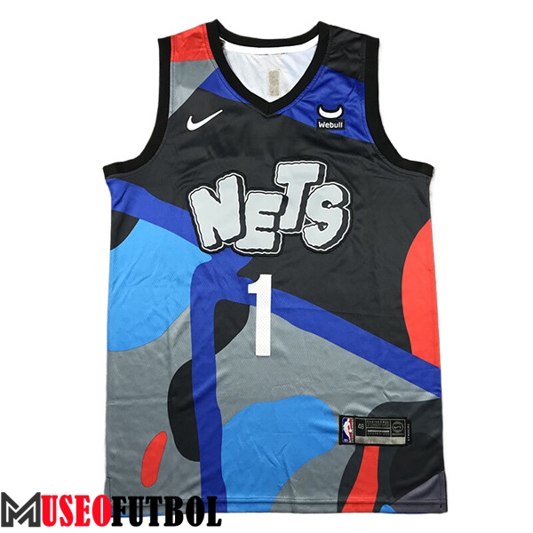 Camisetas De Futbol Brooklyn Nets (BRIDGES #1) 2023/24 Negro/Gris/Azul/Rojo